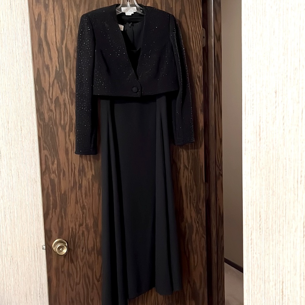 Vintage 1990s Black Dress & Sequin Jacket - Size 6P